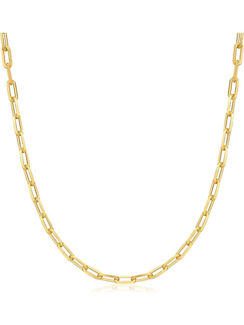 Elegant 18K Gold Plated Paperclip Necklace Chain 4MM - Stylish Jewelry Made in